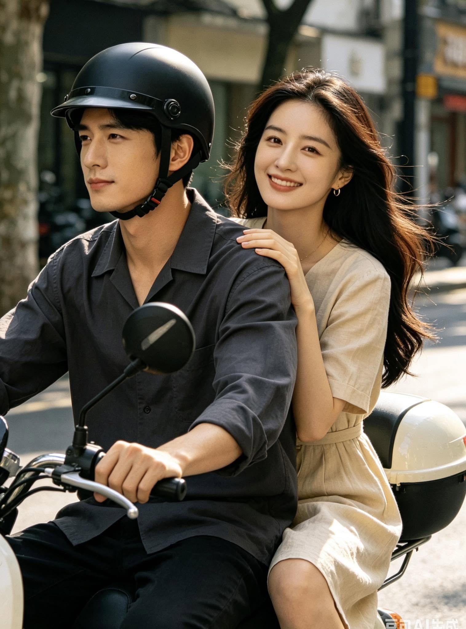 Thiên Kim Ngồi Sau Xe Điện